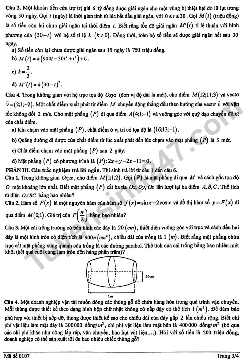 De giua hoc ki 2 Toan 12 truong THPT Phan Huy Chu nam 2026