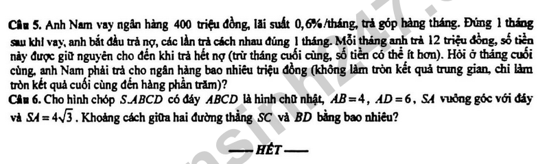 De giua hoc ki 2 Toan 12 truong THPT Phan Huy Chu nam 2026