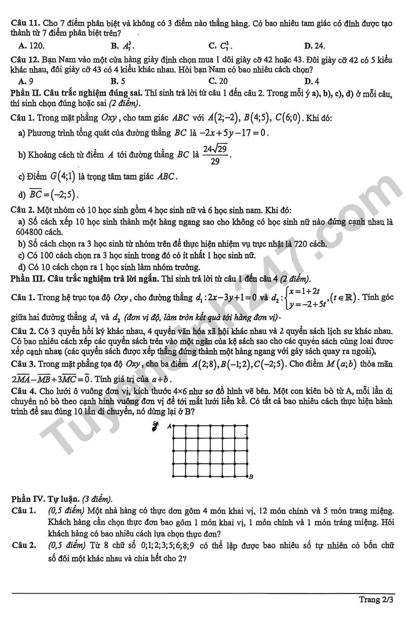 De giua hoc ky 2 Toan 10 truong THPT Tran Phu – Ha Noi nam 2026