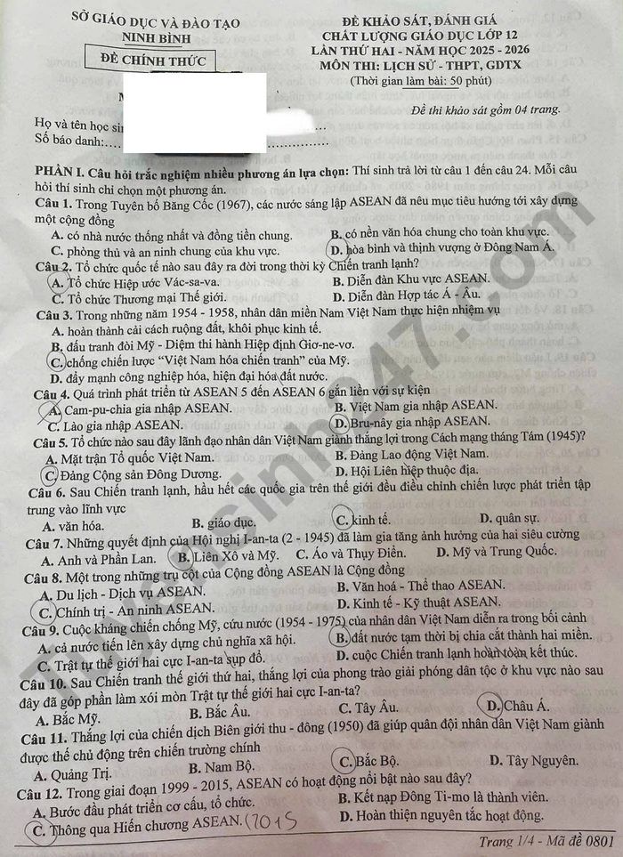De thi thu mon Su TN THPT 2026 - So GD Ninh Binh (lan 2)