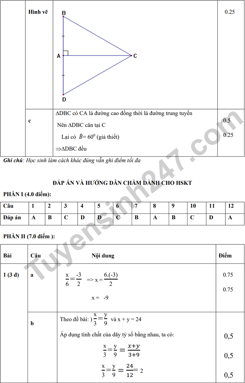 De giua ky 2 Toan 7 truong THCS Que Thuan – Da Nang nam 2026 (Co dap an)