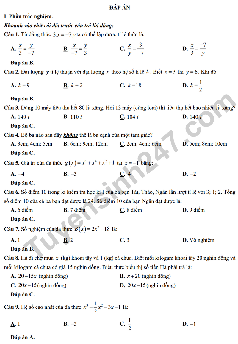 De giua hoc ky 2 Toan 7 truong THCS Nguyen Trai – Ha Noi nam 2026 (Co dap an)