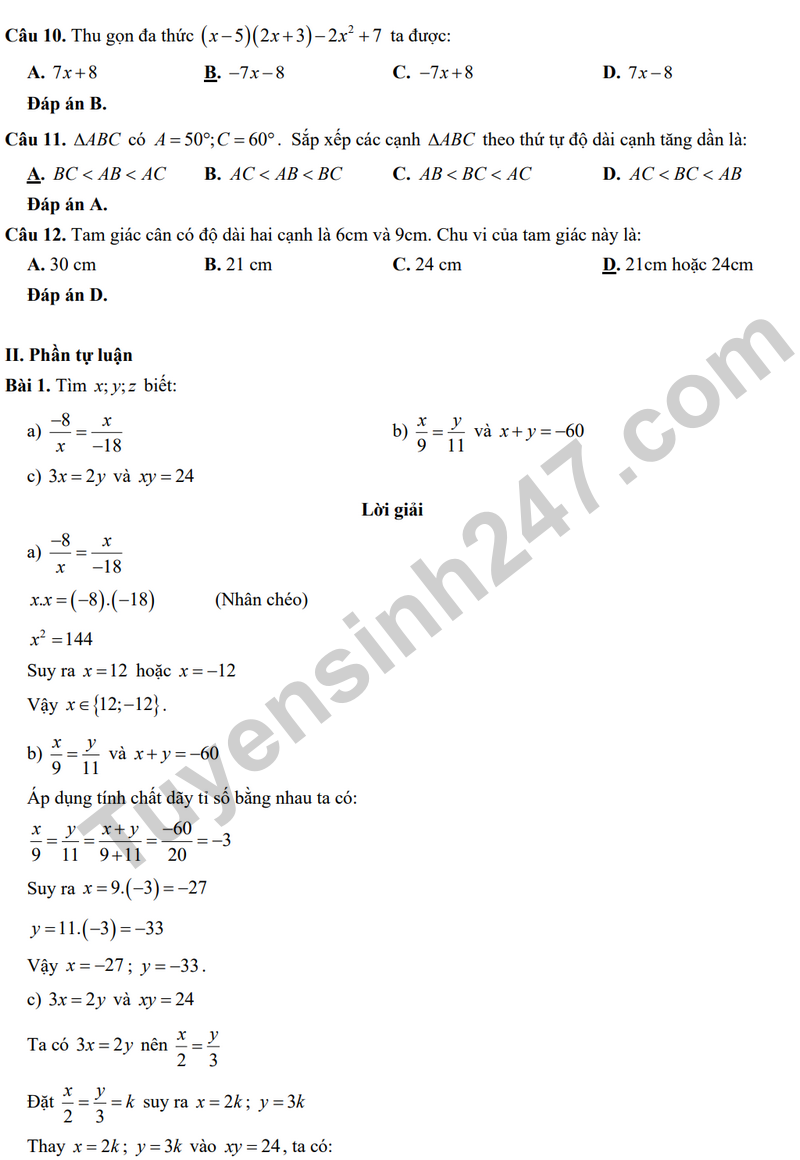 De giua hoc ky 2 Toan 7 truong THCS Nguyen Trai – Ha Noi nam 2026 (Co dap an)
