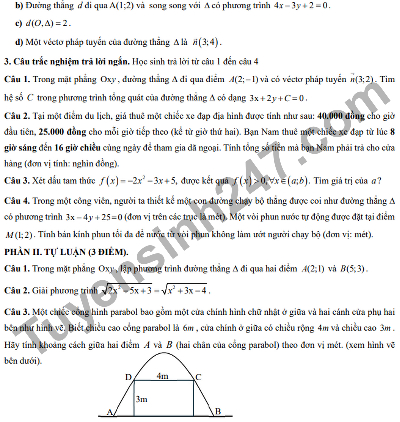 De giua ki 2 Toan 10 truong THPT Duy Tan  nam 2026 (Co dap an)