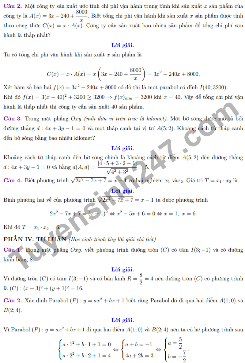 De giua ki 2 Toan 10 truong THPT Le Quy Don nam 2026 (Co dap an)