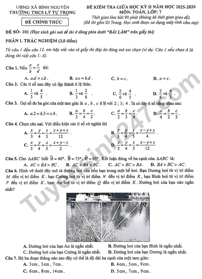 De giua hoc ky 2 Toan 7 truong THCS Ly Tu Trong – Phu Tho nam 2026