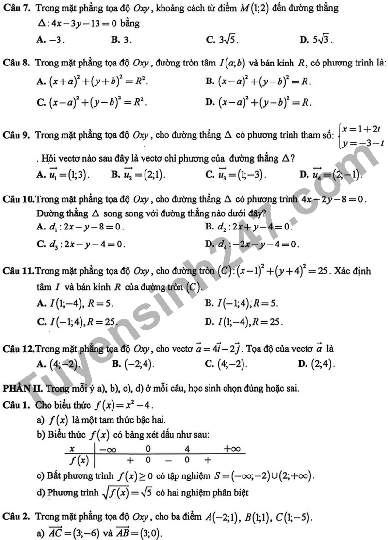 De giua ki 2 Toan 10 truong THPT Phan Boi Chau nam 2026