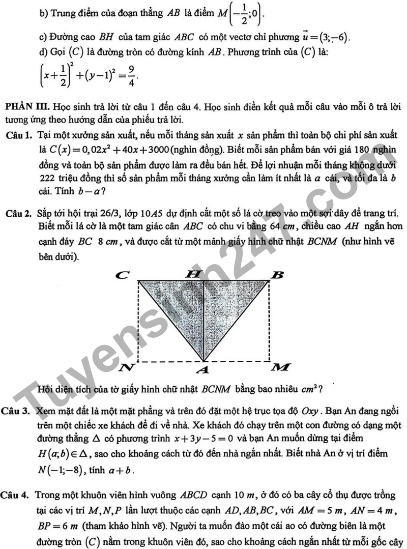 De giua ki 2 Toan 10 truong THPT Phan Boi Chau nam 2026