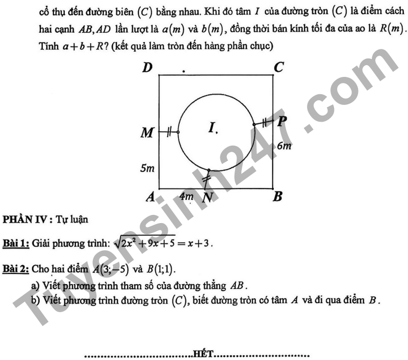 De giua ki 2 Toan 10 truong THPT Phan Boi Chau nam 2026