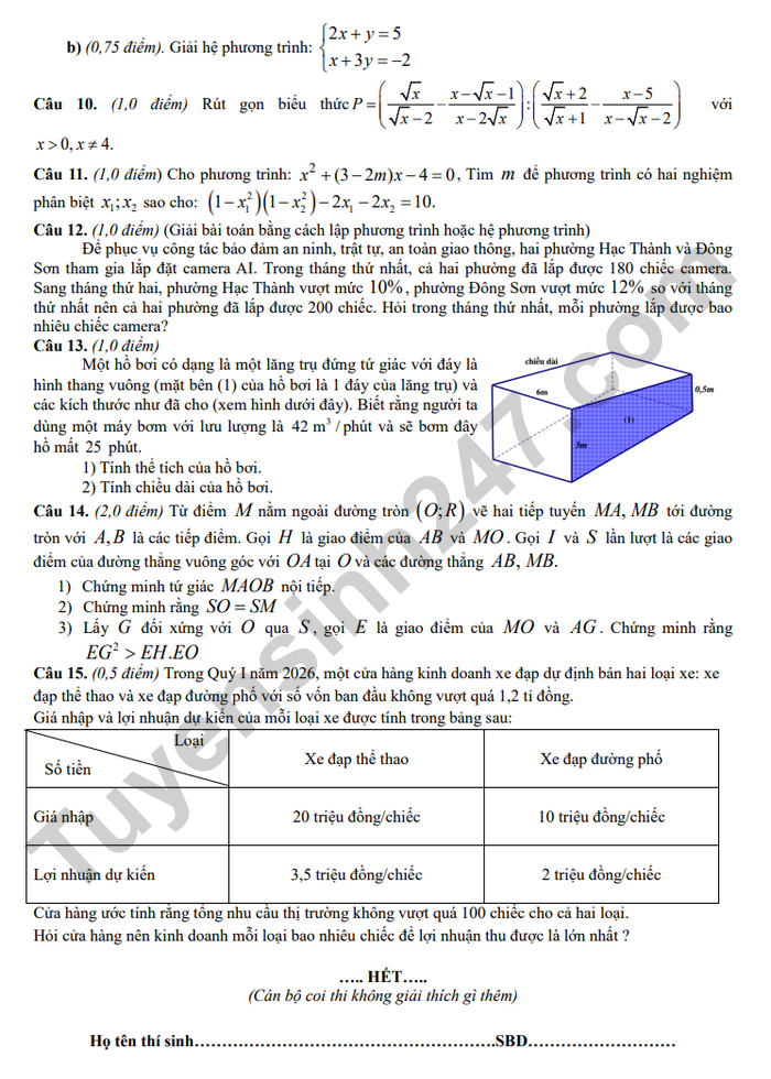 De thi thu mon Toan vao lop 10 nam 2026 lan 1 - THCS Tran Mai Ninh (co dap an)