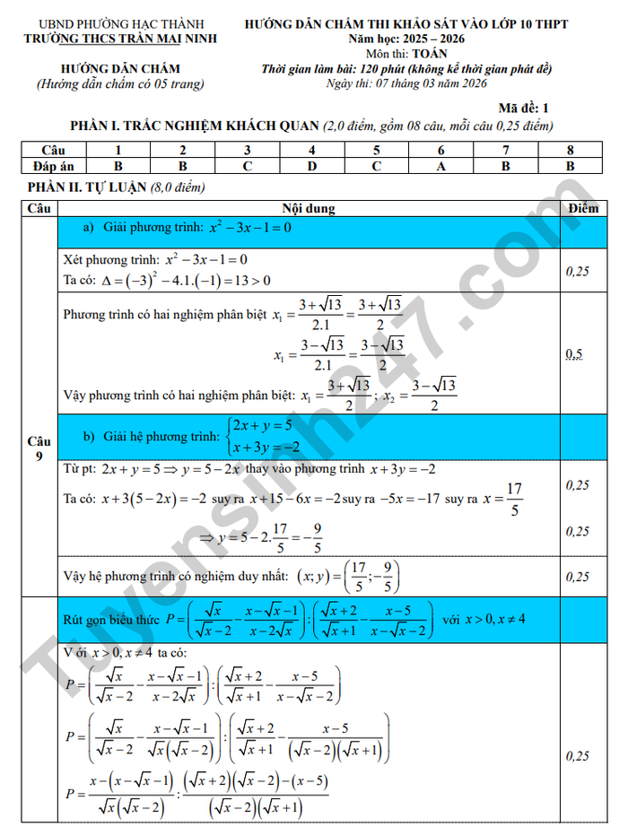 De thi thu mon Toan vao lop 10 nam 2026 lan 1 - THCS Tran Mai Ninh (co dap an)