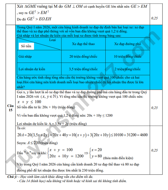De thi thu mon Toan vao lop 10 nam 2026 lan 1 - THCS Tran Mai Ninh (co dap an)