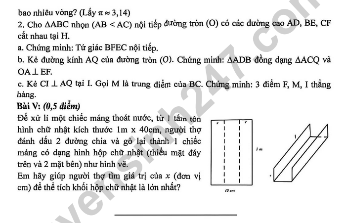 De thi thu vao lop 10 mon Toan 2026 - THCS Vat Lai
