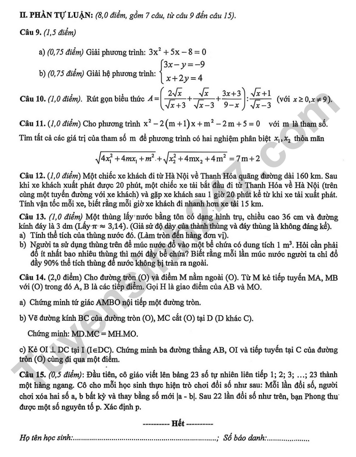 De thi thu vao lop 10 nam 2026 mon Toan - THCS Quang Trung (lan 2)