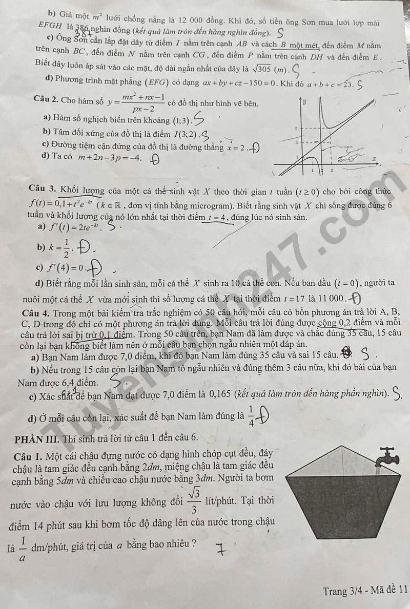 De thi thu tot nghiep THPT nam 2026 lan 1 mon Toan So GD&DT tinh Thanh Hoa (Co dap an)