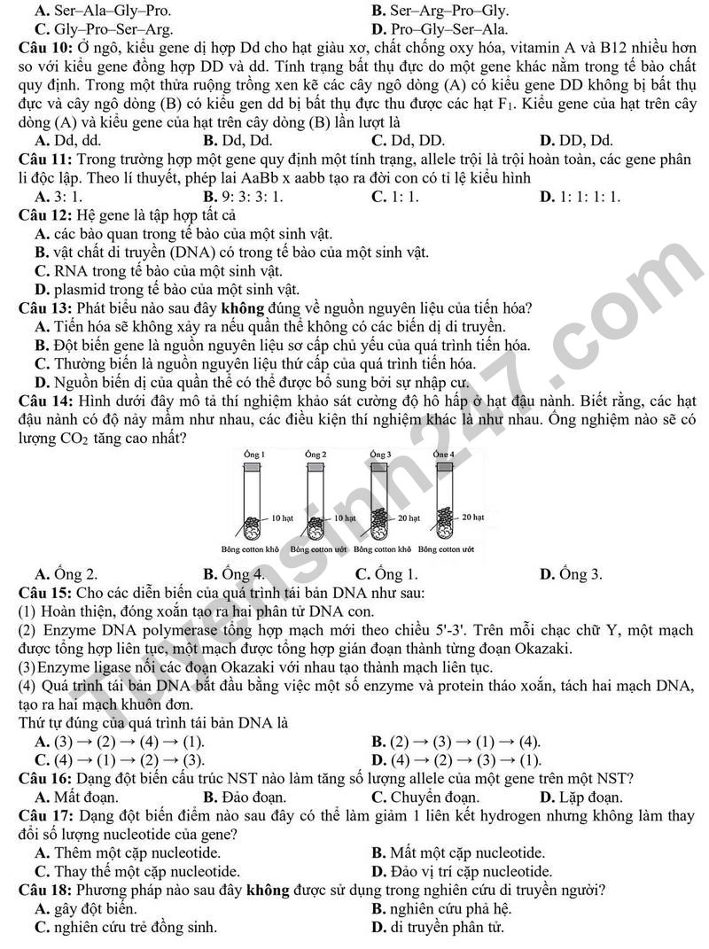 De thi thu tot nghiep THPT 2026 lan 1 mon Sinh hoc So GDDT Hung Yen