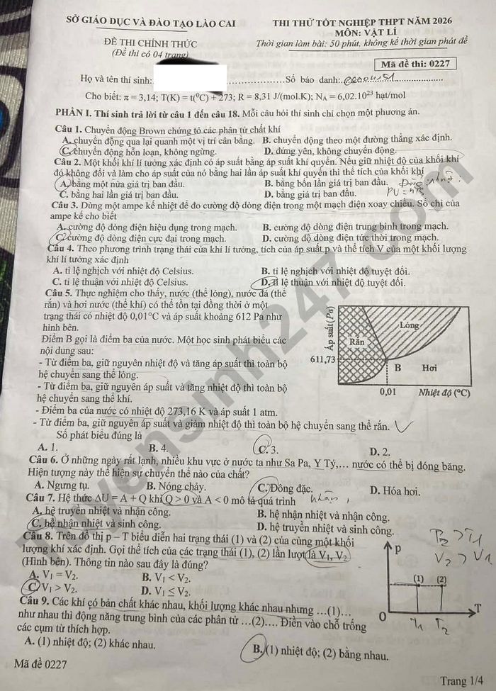De thi thu tot nghiep THPT mon Ly 2026 - Lao Cai