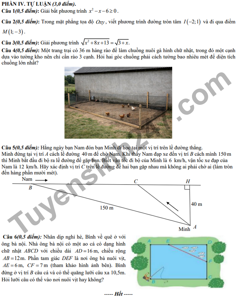De giua ky 2 Toan 10 truong THPT Huong Hoa  nam 2026