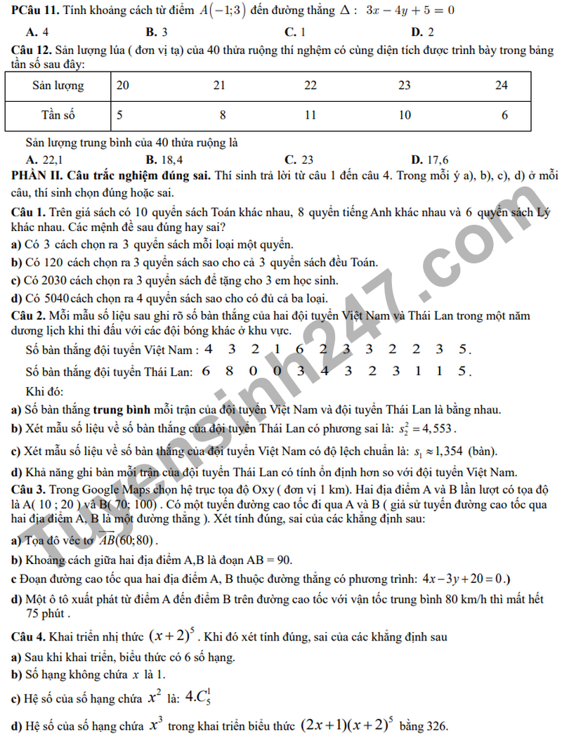 De giua ki 2 Toan 10 truong THPT Le Hong Phong 1 nam 2026