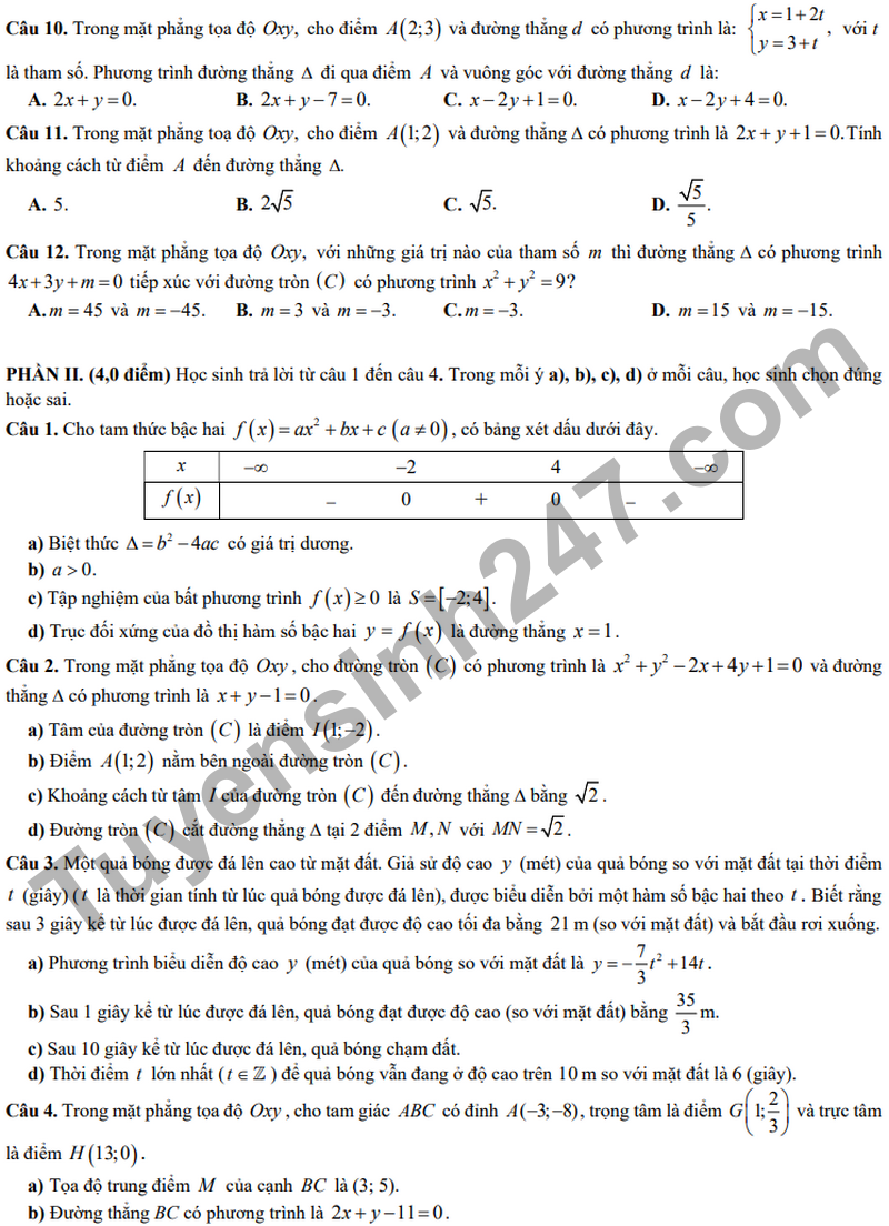 De giua hoc ki 2 Toan 10 truong THPT chuyen Amsterdam nam 2026