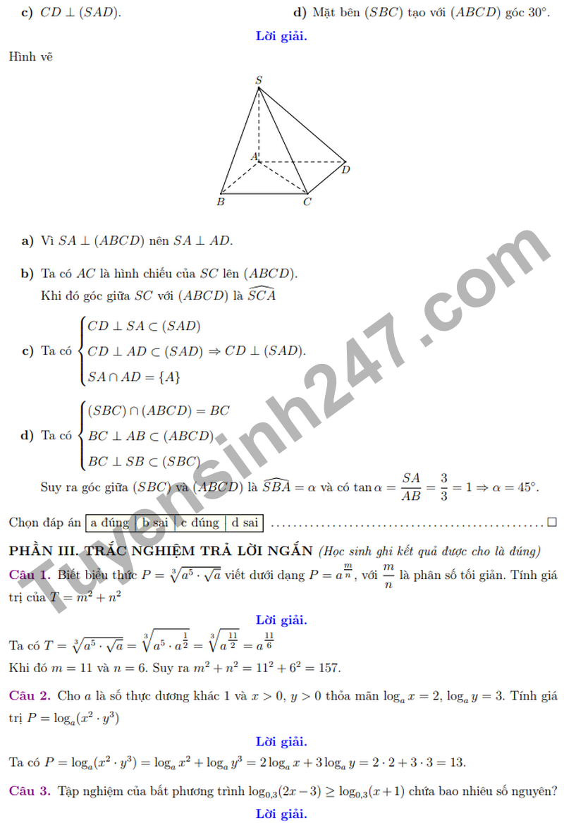 De giua ki 2 Toan 11 truong THPT Le Quy Don nam 2026