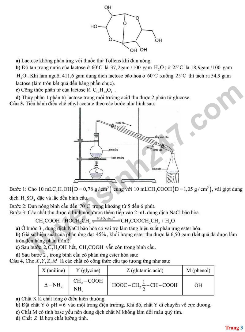 Dap an va de thi thu tot nghiep THPT 2026 lan 1 mon Hoa Lien truong So GDDT Bac Ninh