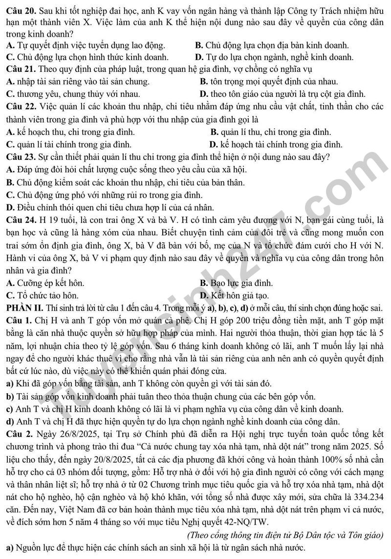 De thi thu tot nghiep THPT 2026 mon GDKTPL lan 1 - So GD Tuyen Quang