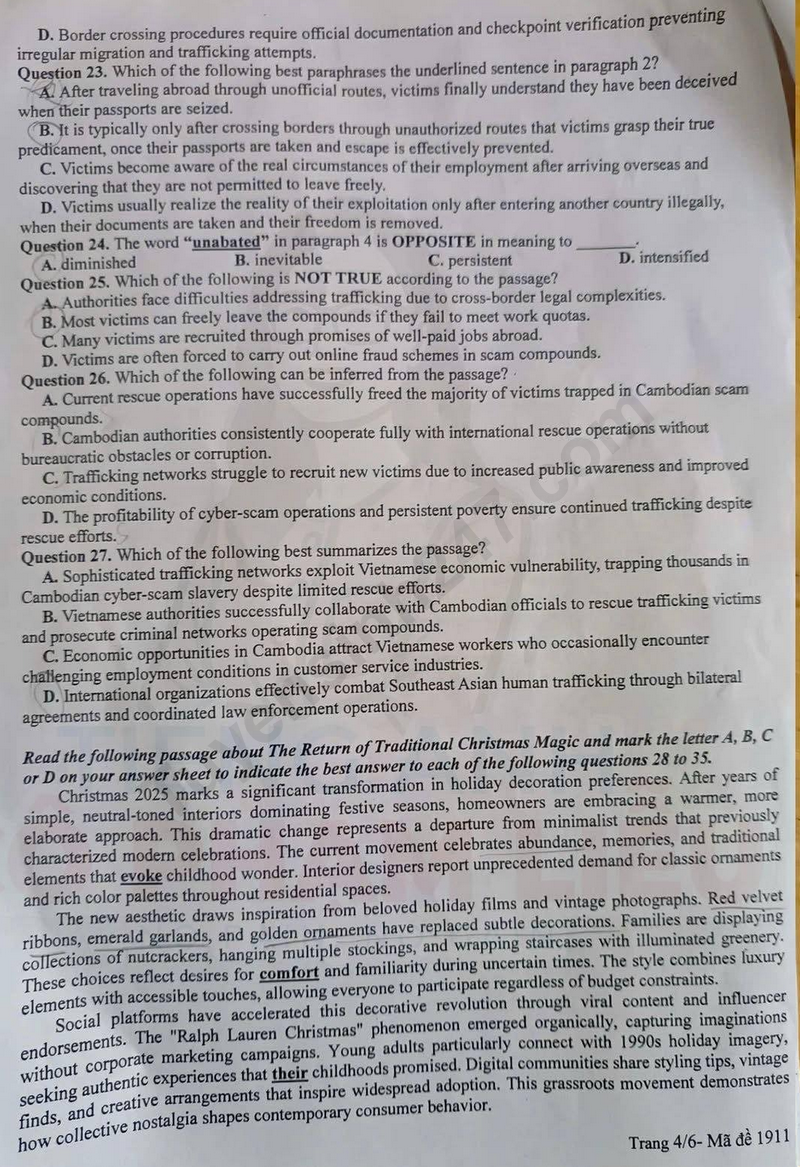 De thi thu tot nghiep THPT 2026 mon Anh - So GD Thanh Hoa lan 1 (Co dap an)