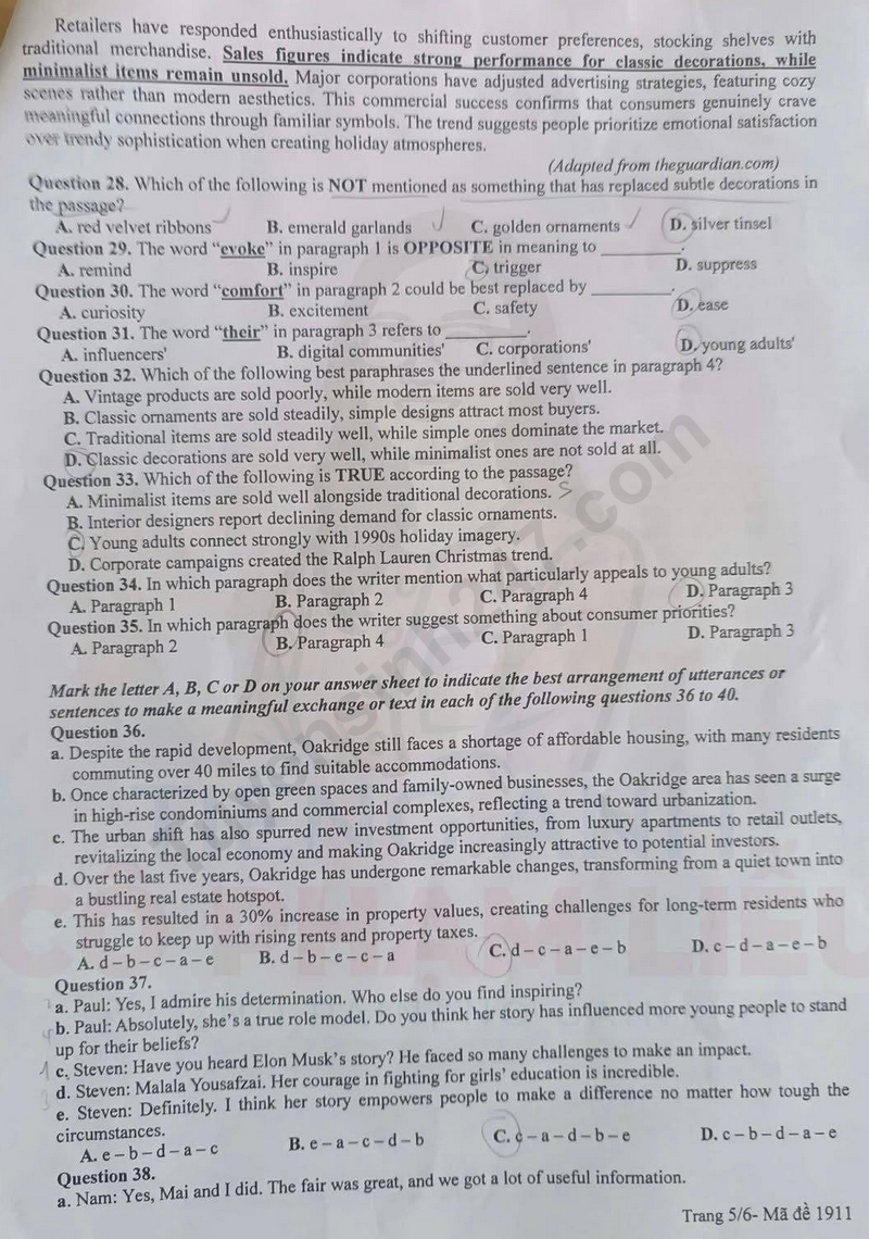 De thi thu tot nghiep THPT 2026 mon Anh - So GD Thanh Hoa lan 1 (Co dap an)