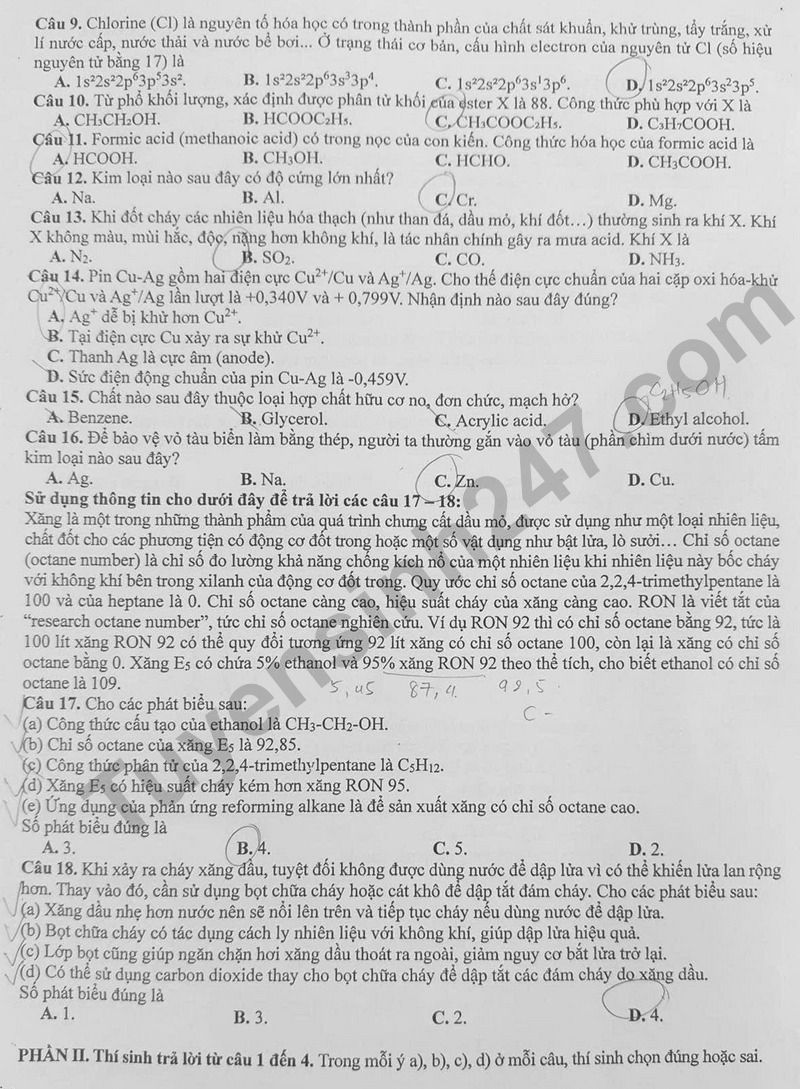 Dap an va de thi thu tot nghiep THPT 2026 mon Hoa lan 1 - So GD Thanh Hoa