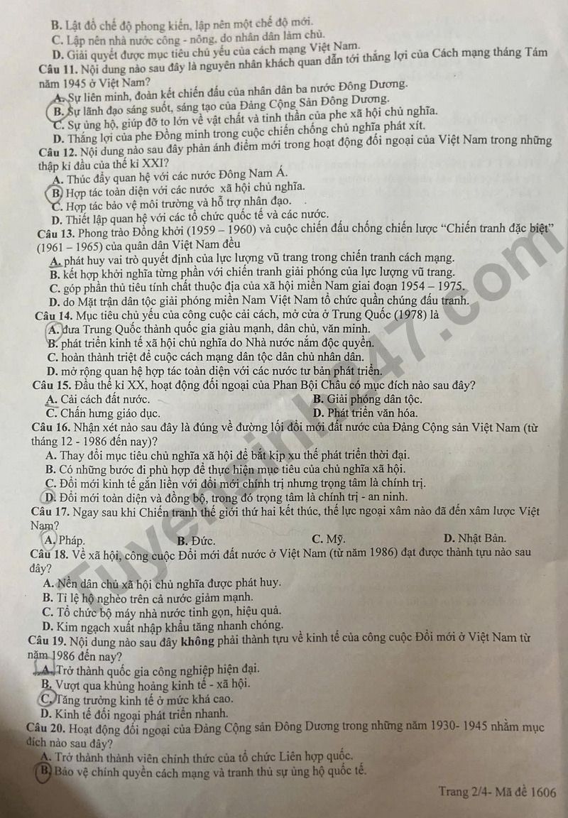 Dap an va de thi thu tot nghiep THPT 2026 mon Lich su lan 1 - So GD Thanh Hoa