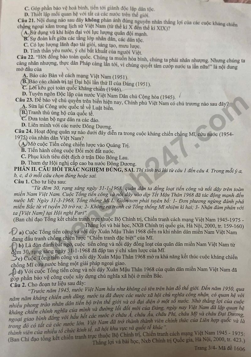 Dap an va de thi thu tot nghiep THPT 2026 mon Lich su lan 1 - So GD Thanh Hoa