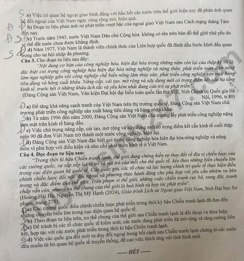 Dap an va de thi thu tot nghiep THPT 2026 mon Lich su lan 1 - So GD Thanh Hoa