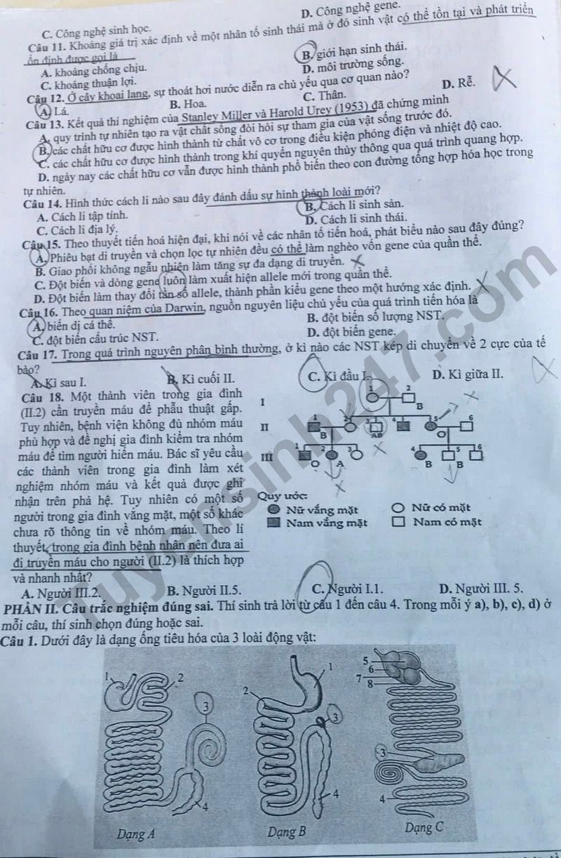 De thi thu tot nghiep THPT 2026 mon Sinh lan 1 - So GD Thanh Hoa (Co dap an)