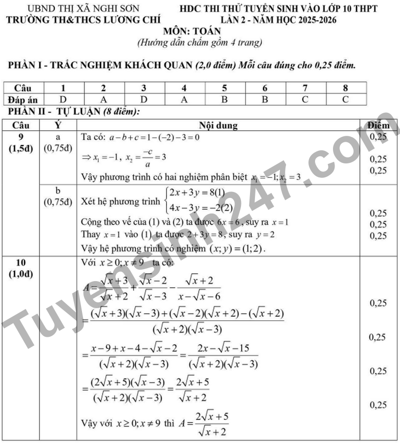 De khao sat chat luong vao 10 lan 2 Truong TH&THCS Luong Chi nam 2026 (Co dap an)
