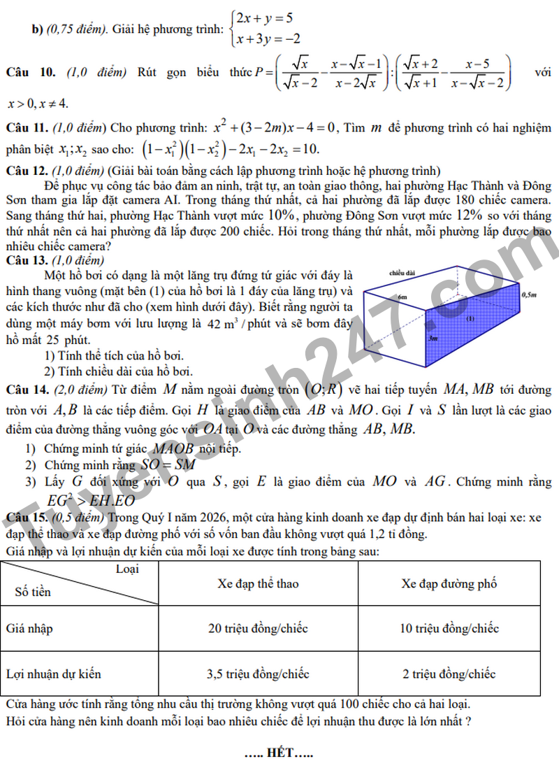 De khao sat thi vao 10 Truong THCS Tran Mai Ninh nam 2026 (Co dap an)