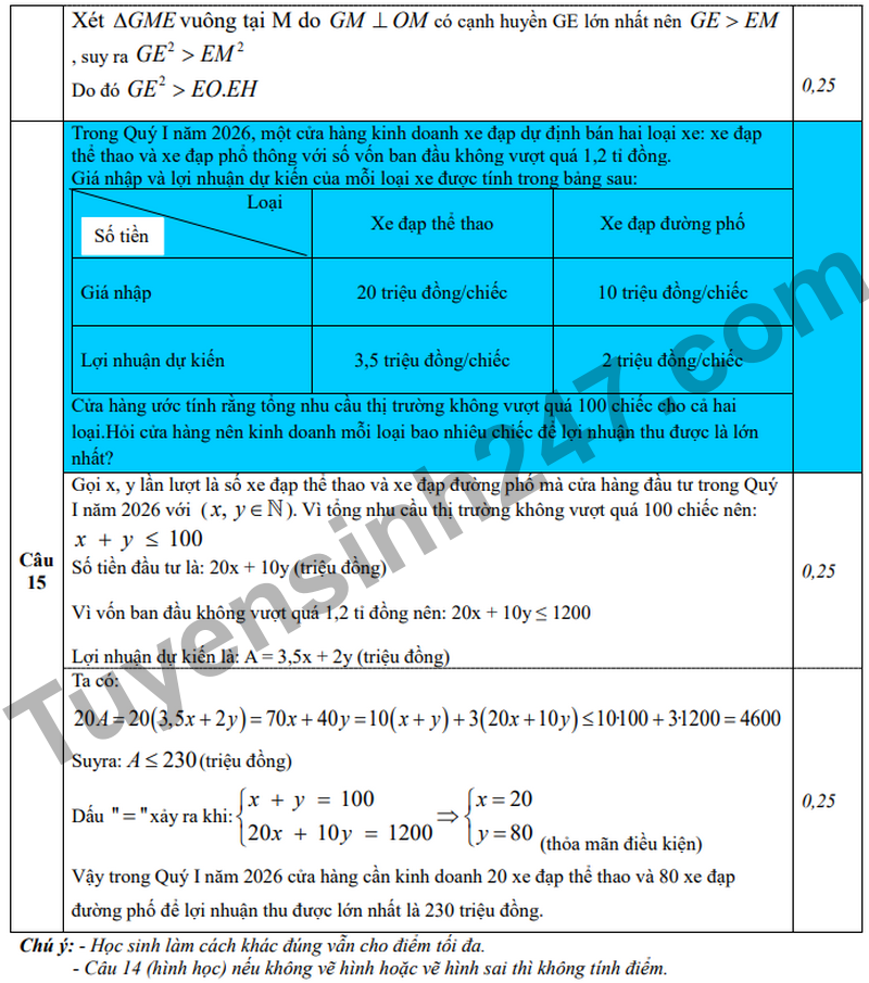 De khao sat thi vao 10 Truong THCS Tran Mai Ninh nam 2026 (Co dap an)
