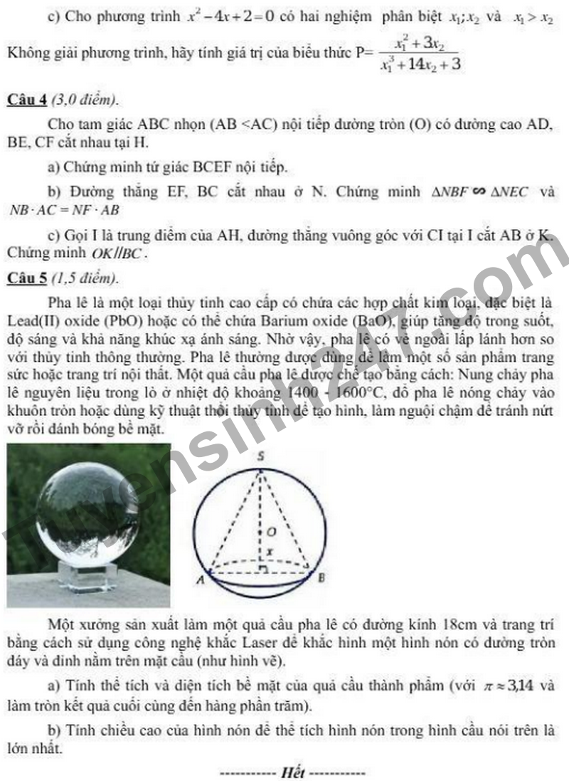De thi thu vao 10 mon Toan Thanh pho Vinh Nghe An nam 2026 (Co dap an)
