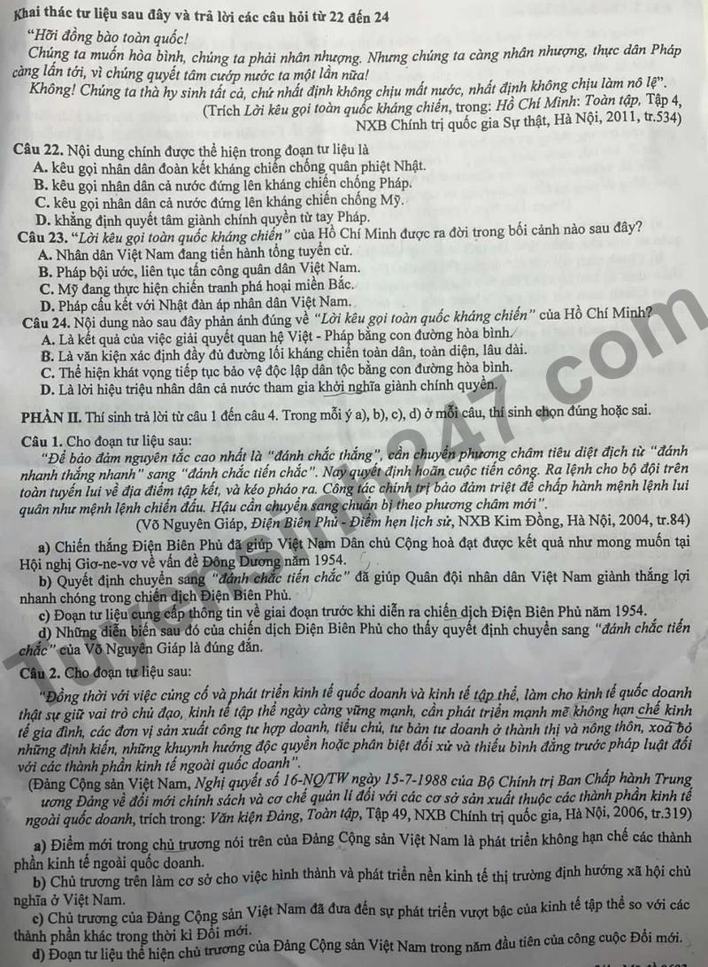 De thi thu tot nghiep THPT mon Su nam 2026- So GD Ha Tinh