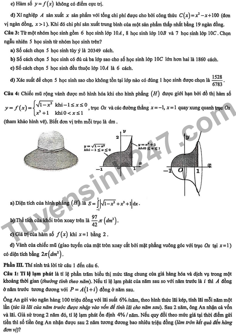 De thi thu tot nghiep THPT mon Toan so GD&DT Ha Tinh nam 2026 (Co dap an)