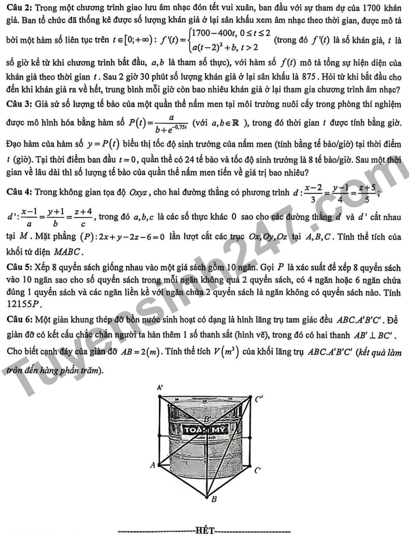 De thi thu tot nghiep THPT mon Toan so GD&DT Ha Tinh nam 2026 (Co dap an)