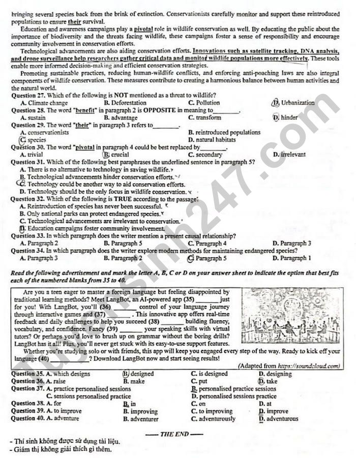 De thi thu tot nghiep THPT 2026 So GD Cao Bang - mon Anh