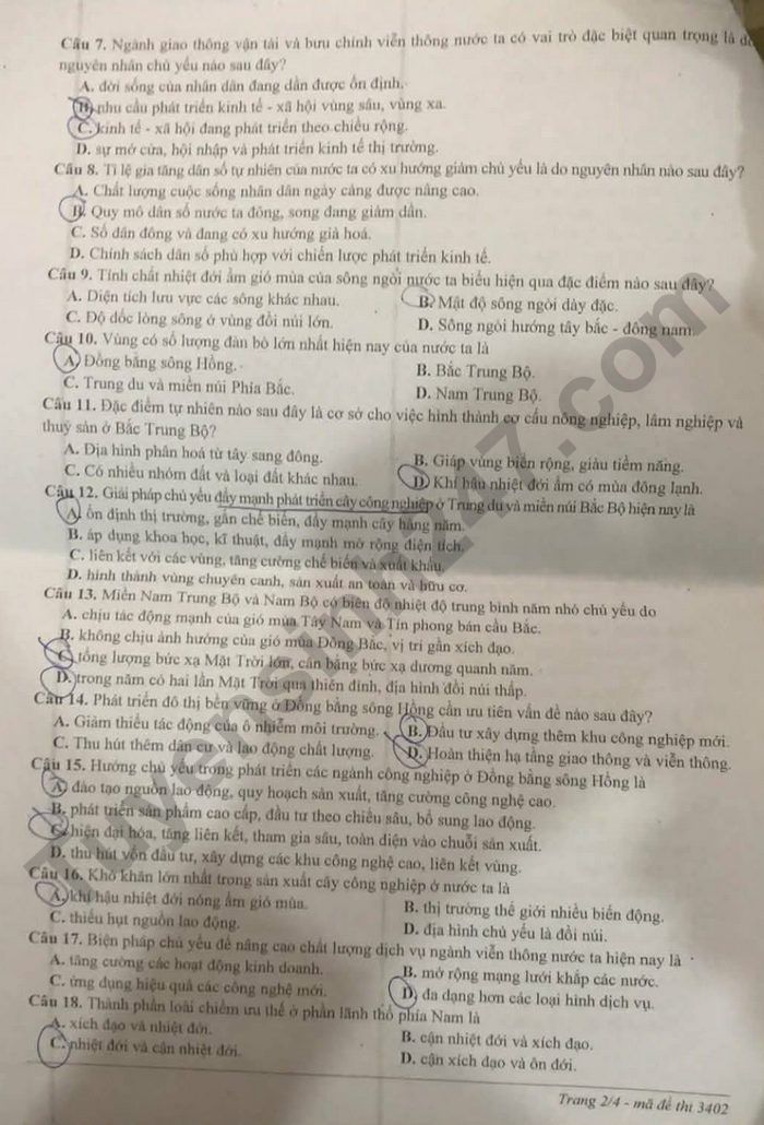 De thi thu tot nghiep THPT mon Dia - Thanh pho Hue 2026