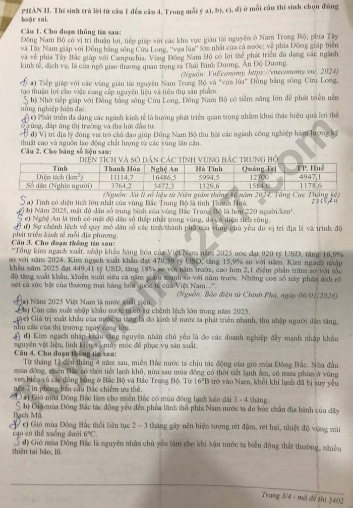 De thi thu tot nghiep THPT mon Dia - Thanh pho Hue 2026