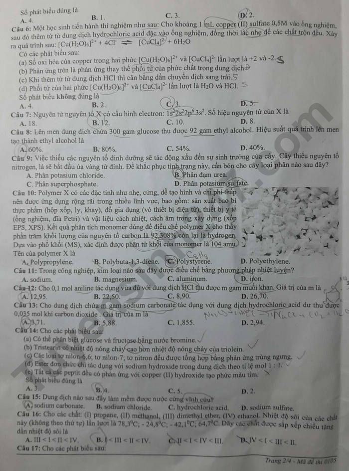 De thi thu tot nghiep THPT 2026 TP Hue - mon Hoa