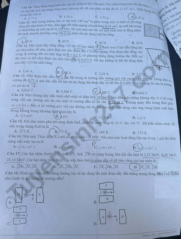 De thi thu TN THPT nam 2026 mon Ly - Thanh pho Hue