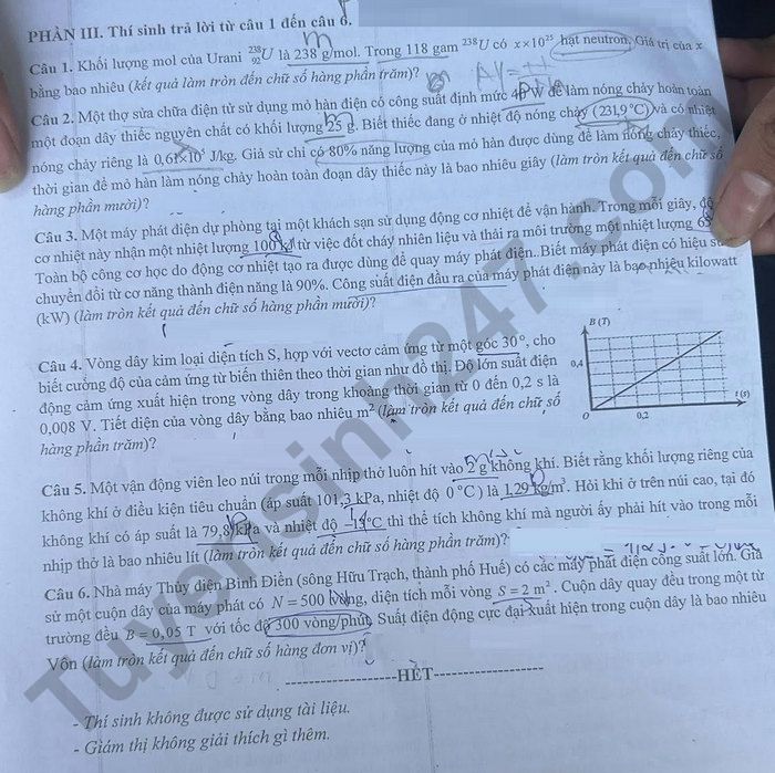 De thi thu TN THPT nam 2026 mon Ly - Thanh pho Hue