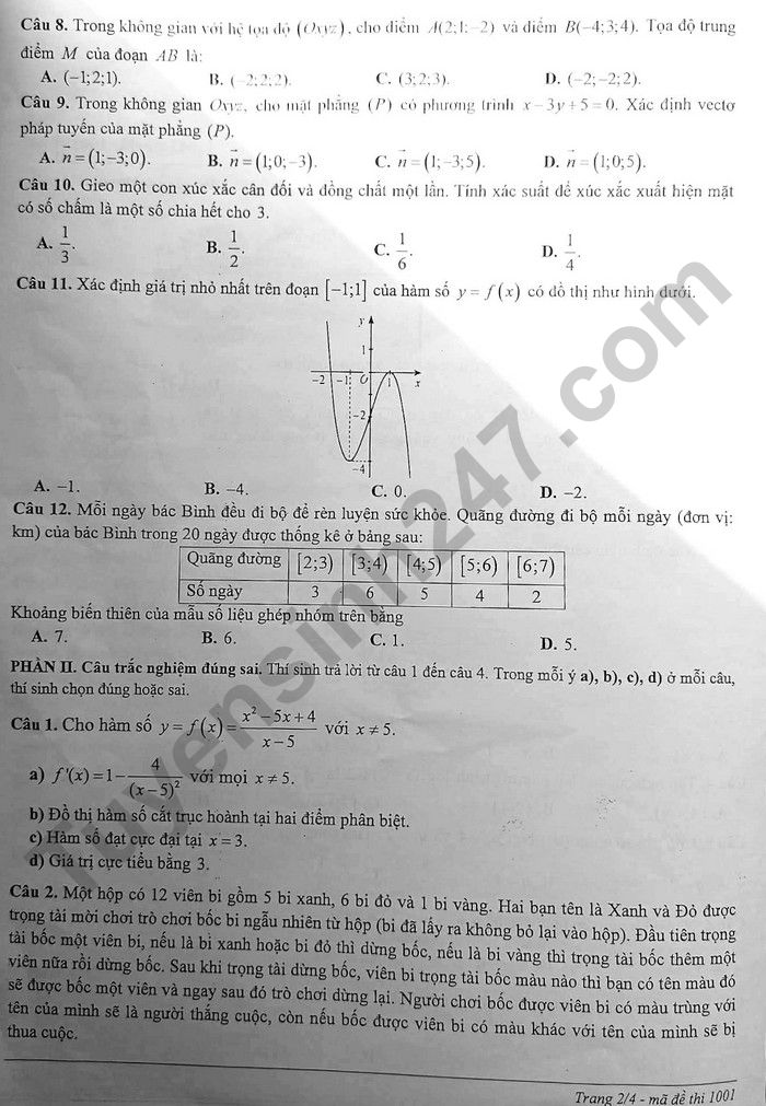 De thi thu tot nghiep THPT mon Toan - TP Hue 2026