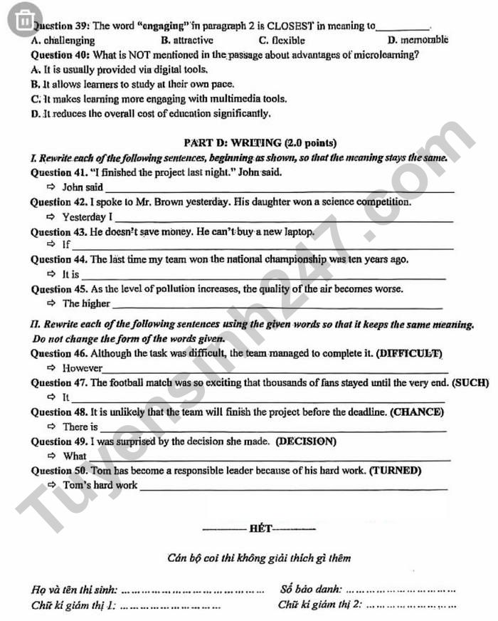 De thi thu vao lop 10 mon Anh 2026 - THPT Chuyen Lam Son