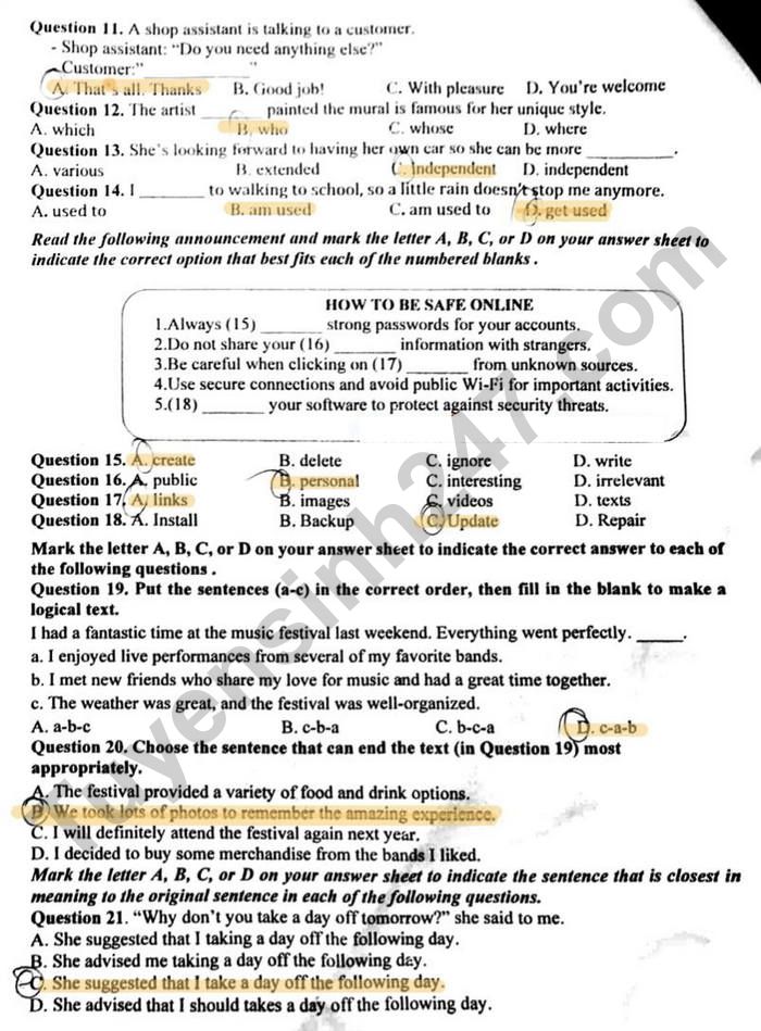 De thi hoc ki 2 lop 9 mon Anh 2026 - THCS Giap Bat